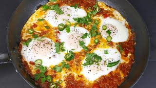 Shakshuka recipe  Poached egg in spicy tomato sauce [upl. by Ing112]