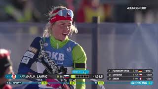 Anamarija Lampič  first Biathlon World Cup race  Sprint Hochfilzen 2022 [upl. by Edmonds567]