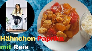 Hähnchen mit Paprikagemüse  Reis im TM6  schnelle Alltagsküche  ThermoMixenmitClaudia [upl. by Enaj648]