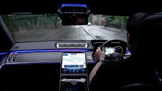 ASMR Rainy Night Drive in the 2024 Mercedes SClass S500 4MATIC  Ultimate Relaxation [upl. by Spevek]