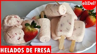 CÓMO HACER HELADOS DE FRESA CON CREMA🍓 [upl. by Knobloch]