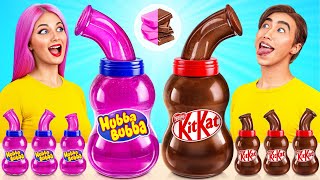 Bubble Gum vs Chocolate Food Challenge  Funny Moments by Multi DO Challenge [upl. by Atsedom397]