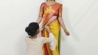 Banarasi Silk saree draping tricks for beginners  silk saree draping with perfect pleats tricks [upl. by Bibby]