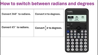 How to convert between radians and degrees on casio fx83GT CW calculator [upl. by Niwrad918]