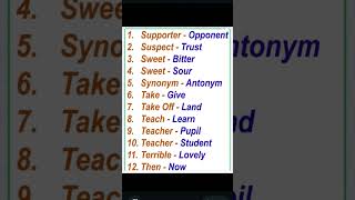 Word Opposite oppositeword antonymwords vocabuaryimprove generalknewledge [upl. by Treharne]