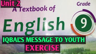 Iqbals Message to Youth Exercise Chapter 2 9th class English Kpk Textbook [upl. by Odlaniger280]