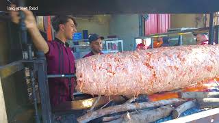 Iraqi food made chicken shawarma on wood [upl. by Henarat215]