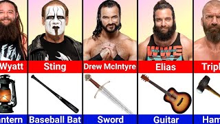 WWE Wrestlers Their Iconic Weapons [upl. by Nosmoht137]