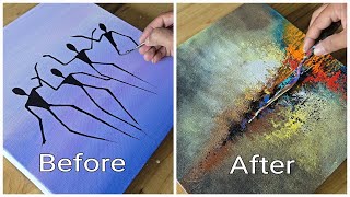 Easy Acrylic Painting  quotDisaster to Beautiful End Resultquot  Dancing Figures To Abstract Painting [upl. by Dinesh]