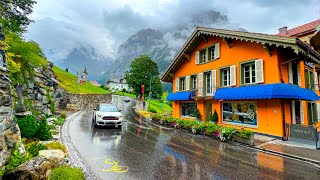 Rainy day walking tour of Grindelwald 🇨🇭 Switzerland 4K [upl. by Truman]