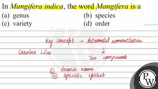 In Mangifera indica the word Mangifera is a a genus b species [upl. by Ajnin]