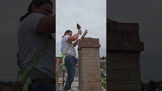 Finishing Top Chimney with Double Brick Corbel ready tomorrow for Concrete Cap 😎 [upl. by Alegnave]