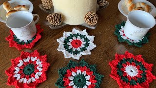 Posavasos de Navidad a crochet muy fácil Nivel principiante [upl. by Enyallij]