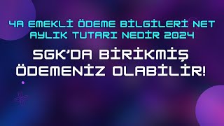 4a Emekli Ödeme Bilgileri Net Aylık Tutarı Nedir 2024 amp Birikmiş Ödemeniz Olabilir [upl. by Milli]