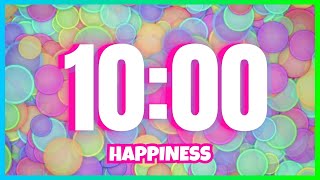 10 Minute Timer With Happy Music  Classroom  Rainbow  Alarm [upl. by Marijane906]