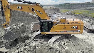 Caterpillar 395 Excavator Loading Trucks With Two Passes  Sotiriadis Mining Works  4k [upl. by Lorrimor]