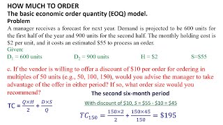 Economic order quantity model EOQ solved problems [upl. by Reve559]