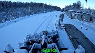 Cleaning up after a Swedish snowstorm Caterpillar 972M XE Wheel Loader plow snow [upl. by Formenti]