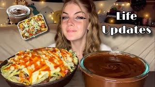 LOADED FRIES Kapsalon AND CHOCOLATE PUDDING MUKBANG Vegan [upl. by Palm]