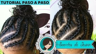 TRENZAS AFRICANAS PEGADAS PARA NIÑAS 🌹🌹🌹  TRENZAS EN CABELLO RIZADO  SECRETOS DE JEANN [upl. by Jami657]