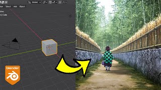 Making a scene from Demon Slayer in Blender 3D [upl. by Nett582]