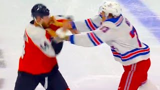 Matt Rempe Nicolas Deslauriers Fight FULL CLIP  Rangers vs Flyers  NHL Highlights [upl. by Krm]