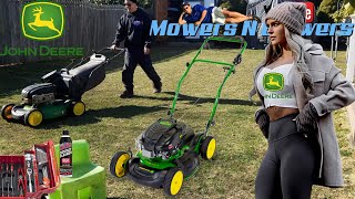 FREE JOHN DEERE JS63 LAWN MOWER WONT START GOVERNOR LINKAGE BRAKE KILL GROUND GAS TANK LEAK REPAIR [upl. by Wolliw]