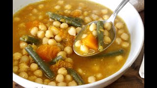 Potaje de garbanzos con judías verdes y calabaza🍲SIN CARNE [upl. by Evad]