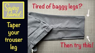 How to taper your Trousers  Trousers alteration  Sewing Tutorial [upl. by Nylaj]