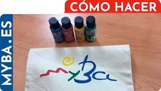 Cómo pintar bolsa de tela Stencil sobre tela con plantilla logotipo [upl. by Oballa]