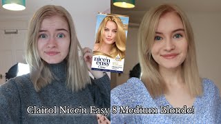 DYEING MY HAIR GOLDEN BLONDE  Clairol Nicen Easy 8 Medium Blonde [upl. by Notxap625]