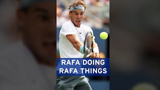 Rafael Nadal hits INCREDIBLE overhead slice 💪 [upl. by Danna]