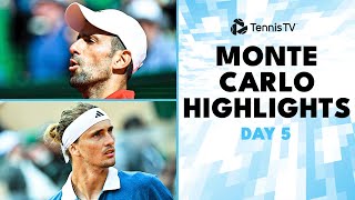 Djokovic vs Musetti Sinner Medvedev Zverev Tsitsipas amp More  MonteCarlo 2024 Highlights Day 5 [upl. by Nosyaj24]