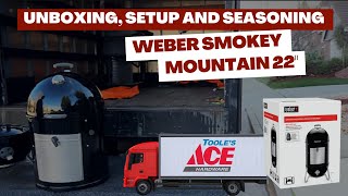 Unboxing Setup and Seasoning My Brand New Weber Smokey Mountain [upl. by Malinowski311]