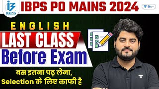 Full Last Moment English Revision Class For IBPS PO MAINS 2024  By Vishal Sir [upl. by Ellerud567]