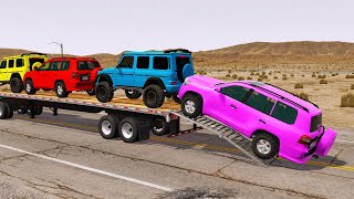 Flatbed Truck Mcqueen  Transportation with Truck  Pothole vs Car  006  BeamNGDrive [upl. by Roderica662]