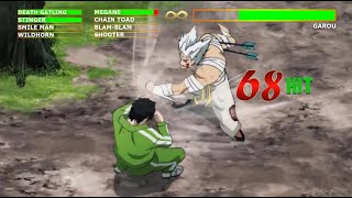 Garou Vs 8 Heroes WITH HEALTHBARS  One Punch Man [upl. by Eelyr]