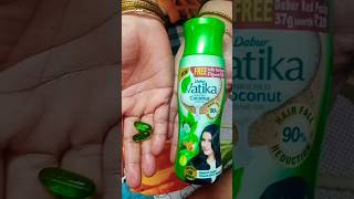 Dabur vatika oil and vitamin e capsule for double hair growth😱haircare shorts [upl. by Leziar]