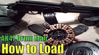 How to Load an AK47 Drum Magazines  Chinese style 75 round Bulgarian made Kalashnikov Drum Mag [upl. by Ycul148]