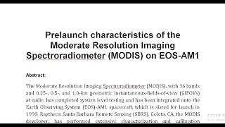 Prelaunch characteristics of the Moderate Resolution Imaging Spectroradiometer MODIS on EOS AM1 [upl. by Muir]