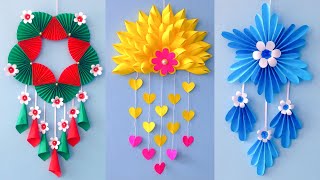 3 Unique Flower Wall Hanging  Quick Paper Craft For Home Decoration  Easy Wall Mate DIY Wall Decor [upl. by Gove6]