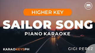 Sailor Song  Gigi Perez Higher Key  Piano Karaoke [upl. by Moffit]