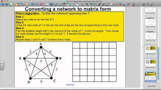 Prims Algorithm Decision Maths 1 [upl. by Atnwahs]