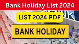 List of Bank holidays 2024 january to december 2024 Bank Holidays In India [upl. by Schmitt]