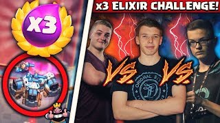 ⚠️SO VIEL ELIXIR  Random Deck Challenge x3 Elixir  Trymacs vs BigSpin vs Flobby  Clash Royale [upl. by Letniuq]