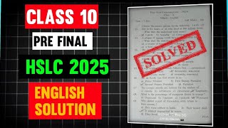 Class 10 PreFINAL ENGLISH Paper MCQs part solution 202425  hslc2025 [upl. by Warfield39]