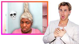 Hairdresser Reacts To Chaotic Home Relaxer Videos [upl. by Wyndham]