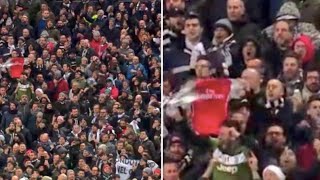 A Juventus Fan Spotted Trolling 80000 Tottenham Supporters By Pointing At Arsenal Shirt [upl. by Refenej]