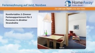 Juist Komfortables 2Zimmer Ferienappartement für 2 Personen in direkter  FeWodirektde Video [upl. by Giorgio696]