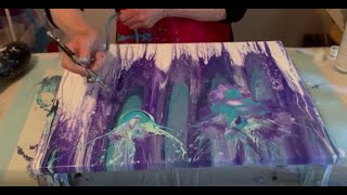 An Acrylic Pour With Splatters and Throwing Paint Around [upl. by Coffee]